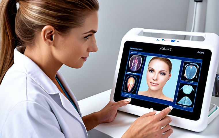 Advanced Skin Science and Personalized Care**
    "A professional female beauty consultant, with an intelligent and empathetic demeanor, expertly uses advanced diagnostic technology like a skin analysis device or a tablet displaying AI-driven skin insights. She is gently interacting with a diverse client, showcasing a deep understanding of skin physiology. The setting is a clean, modern, and high-tech beauty clinic. Emphasize precision, scientific knowledge, and the personalized aspect of skin health. Soft, natural lighting highlights healthy, glowing skin."

2.  **Prompt for