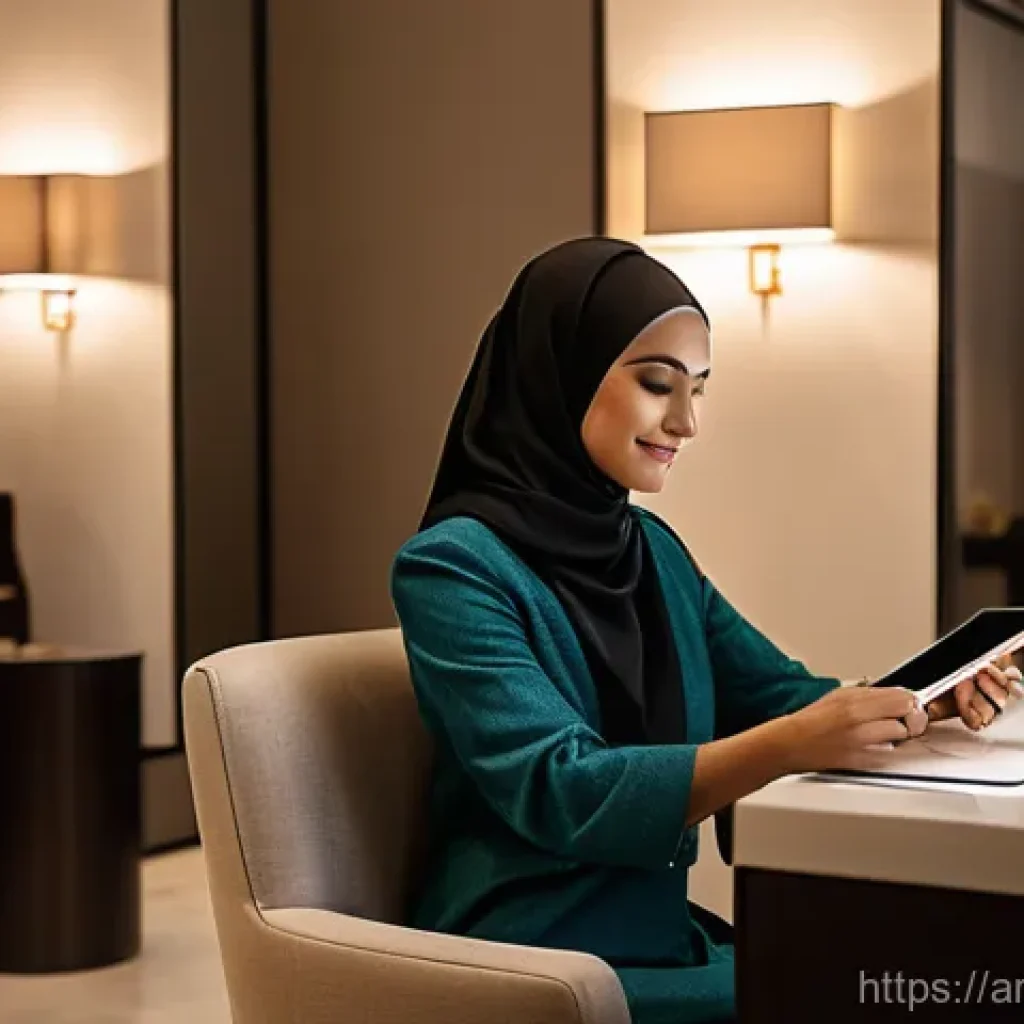 뷰티컨설턴트 고객 관리 팁 - **Prompt:** A serene and elegantly designed beauty salon in a contemporary Middle Eastern style. A f...