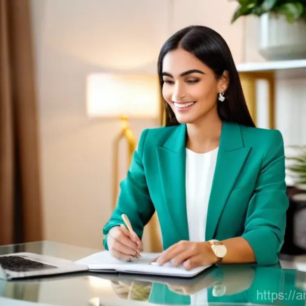 뷰티컨설턴트 학습 자료 추천 - **Prompt:** A warm, inviting scene of a professional female Arab beauty consultant, impeccably dress...