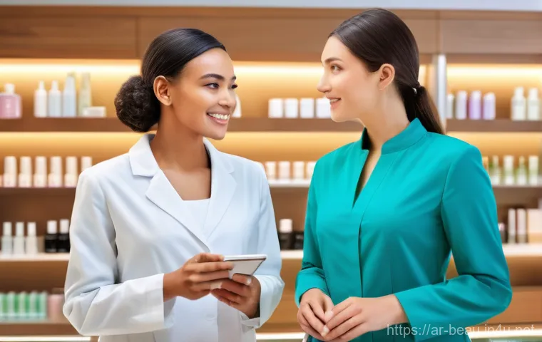 뷰티컨설턴트 조직 내 평가 방법 - **Prompt:** A driven and innovative female beauty consultant, of diverse ethnicity, is actively enga...