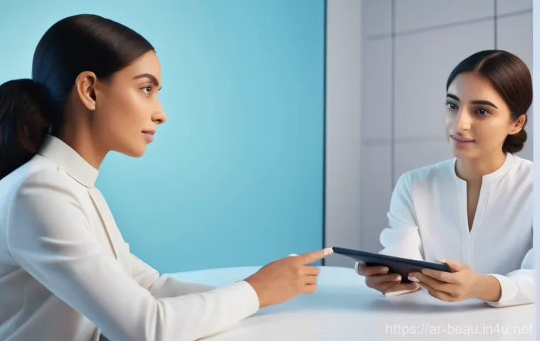 뷰티컨설턴트 신규 기술 적용법 - **Prompt:** A young Arab woman, in her late 20s, with radiant skin and modest, elegant attire (a sty...