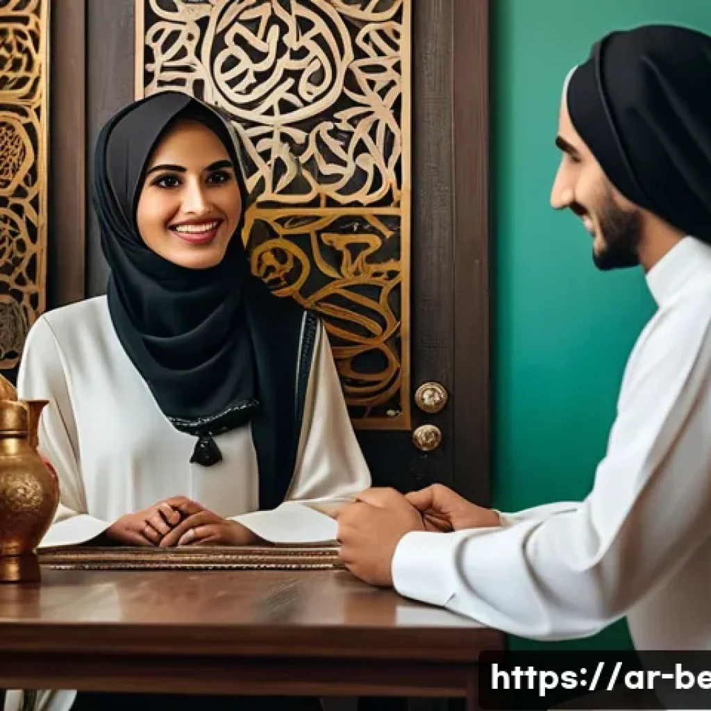 뷰티컨설턴트 고객 리뷰 관리법 - A warm and inviting Middle Eastern beauty salon interior with a female stylist attentively listening...