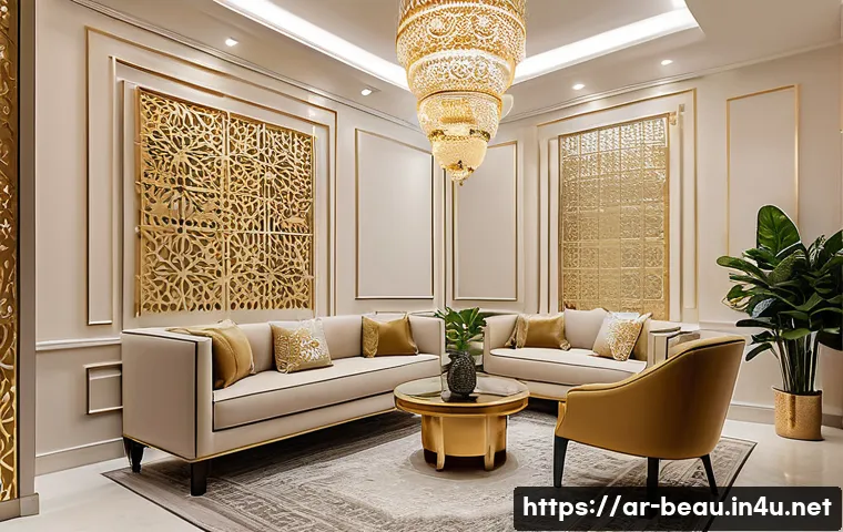 뷰티컨설턴트 고객 유지 전략 분석 - A warm and inviting modern salon interior designed for Arabic clientele, featuring elegant, soothing...