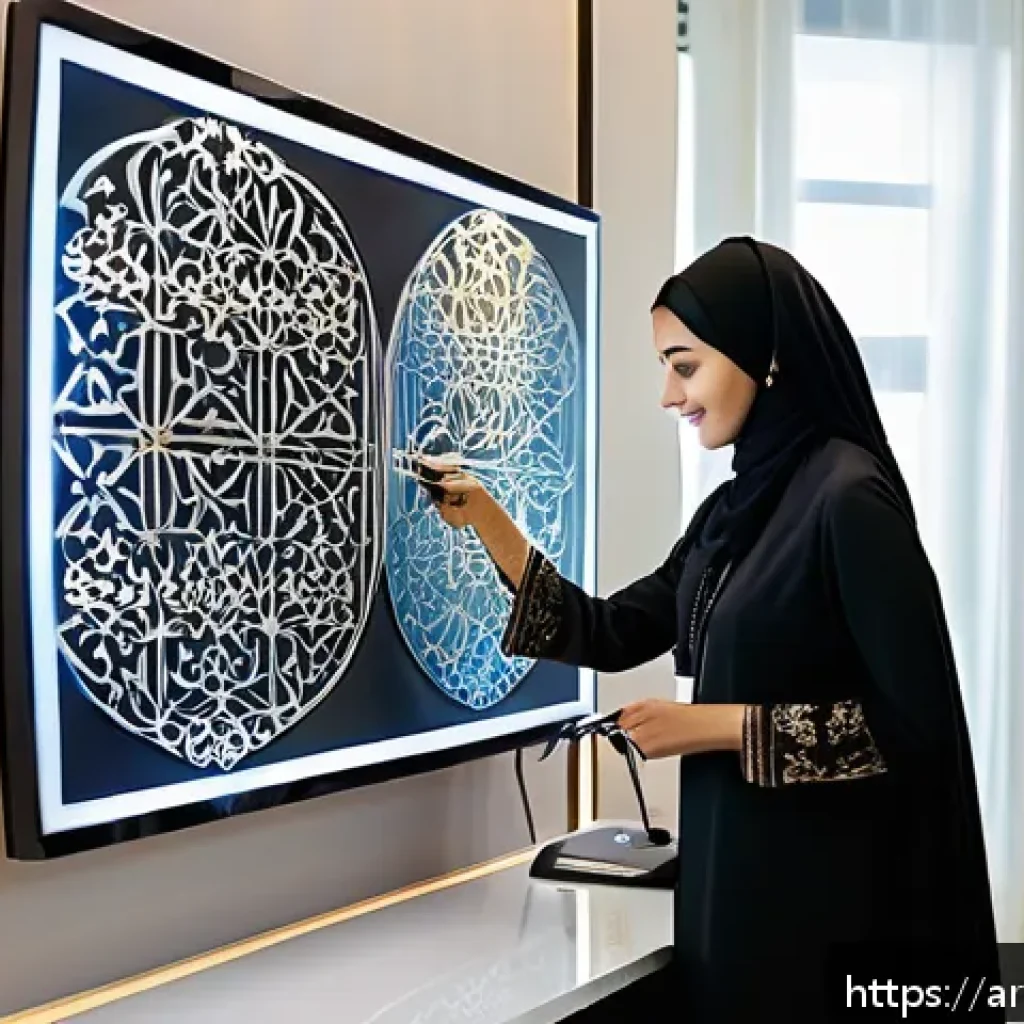 뷰티컨설턴트 새로운 직업군 소개 - A modern beauty consultant in a sleek, contemporary salon in Riyadh, wearing professional attire inc...