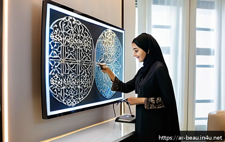 뷰티컨설턴트 새로운 직업군 소개 - A modern beauty consultant in a sleek, contemporary salon in Riyadh, wearing professional attire inc...
