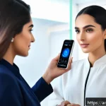 Home 19 뷰티컨설턴트 관련 산업 조사 - A professional Arab female beauty consultant in a modern upscale salon, wearing stylish modest attir...