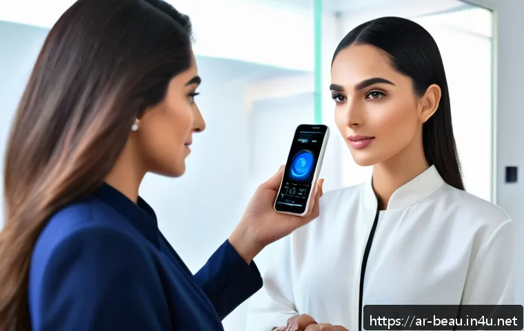 뷰티컨설턴트 관련 산업 조사 - A professional Arab female beauty consultant in a modern upscale salon, wearing stylish modest attir...