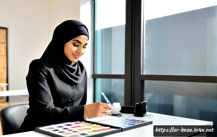 뷰티컨설턴트 관련 학습 목표 설정 연구 사례 - Photorealistic beauty consultant training research session in a modern Gulf-region learning center, ...